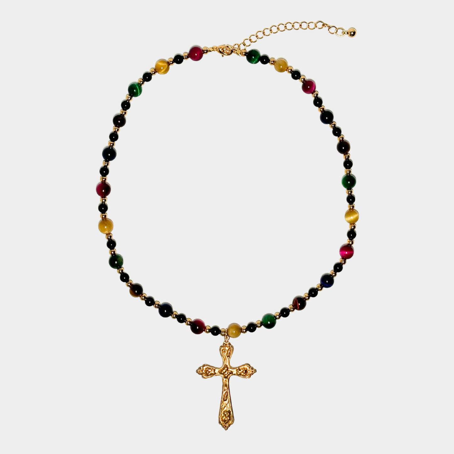 Tigered Eye Cross Necklace